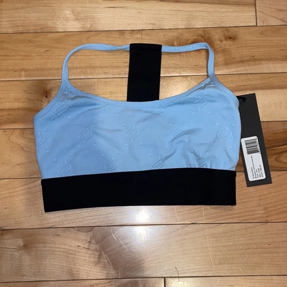 NOLI YOGA MONOGRAM JACQUARD BLUE SPORTS BRA